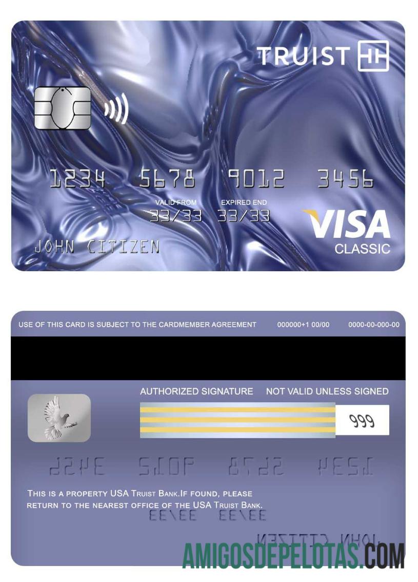 Cartão Visa Classic dos EUA Truist Bank baixar para verificação